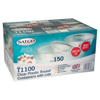 Satco 750ml Round Plastic Cups with Lids-1x15002